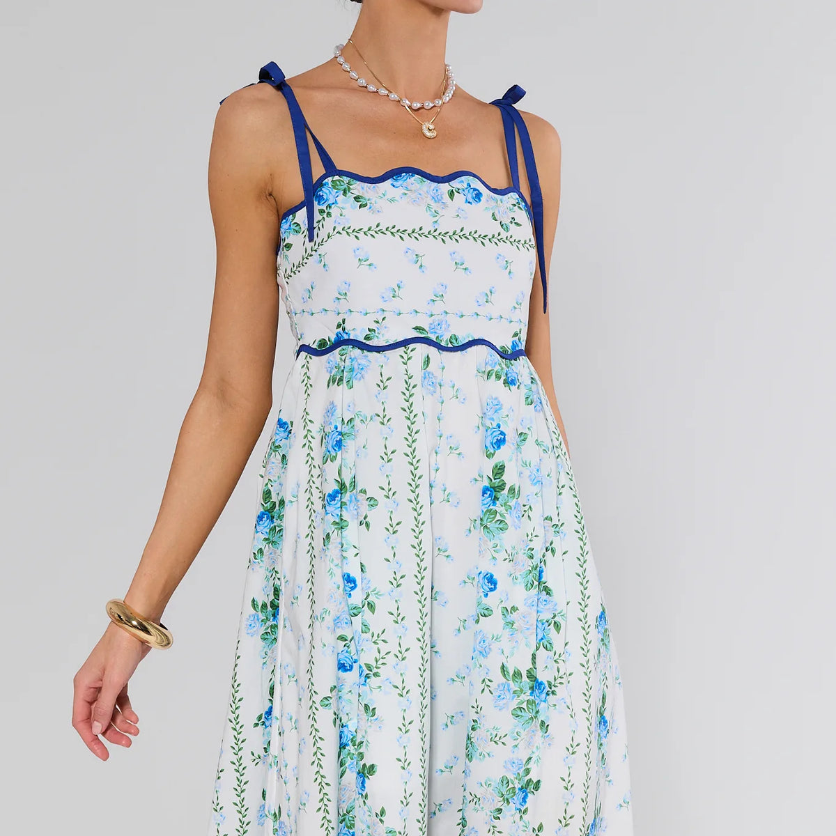 Flora Blue Floral Print Midi Dress | Avara