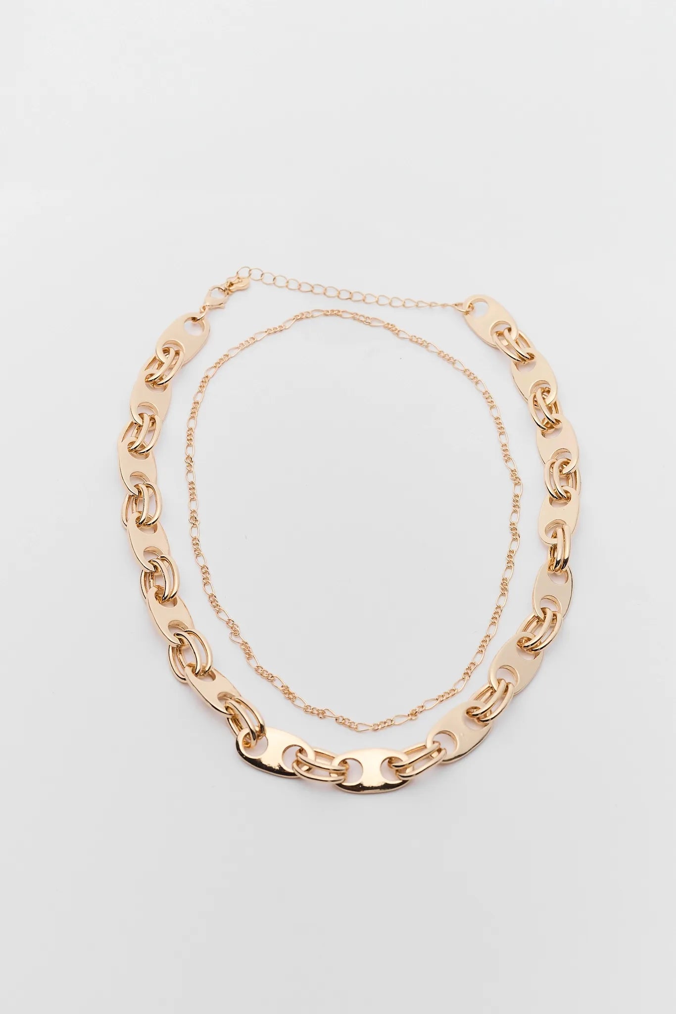 Amelia Gold Layered Chain Necklace on white background