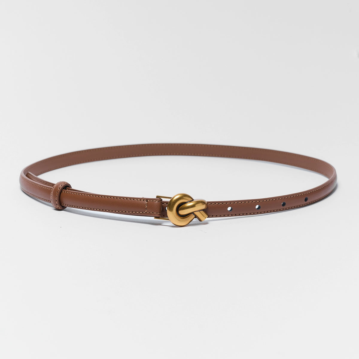 Camel Brown Bow Skinny Belt Women Skinny Brown Leather Metal Bow Belt - Etsy main image 2