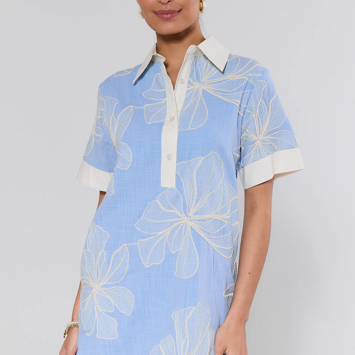 Angie Blue Embroidered Short Dress | Women's Clothing | Avara