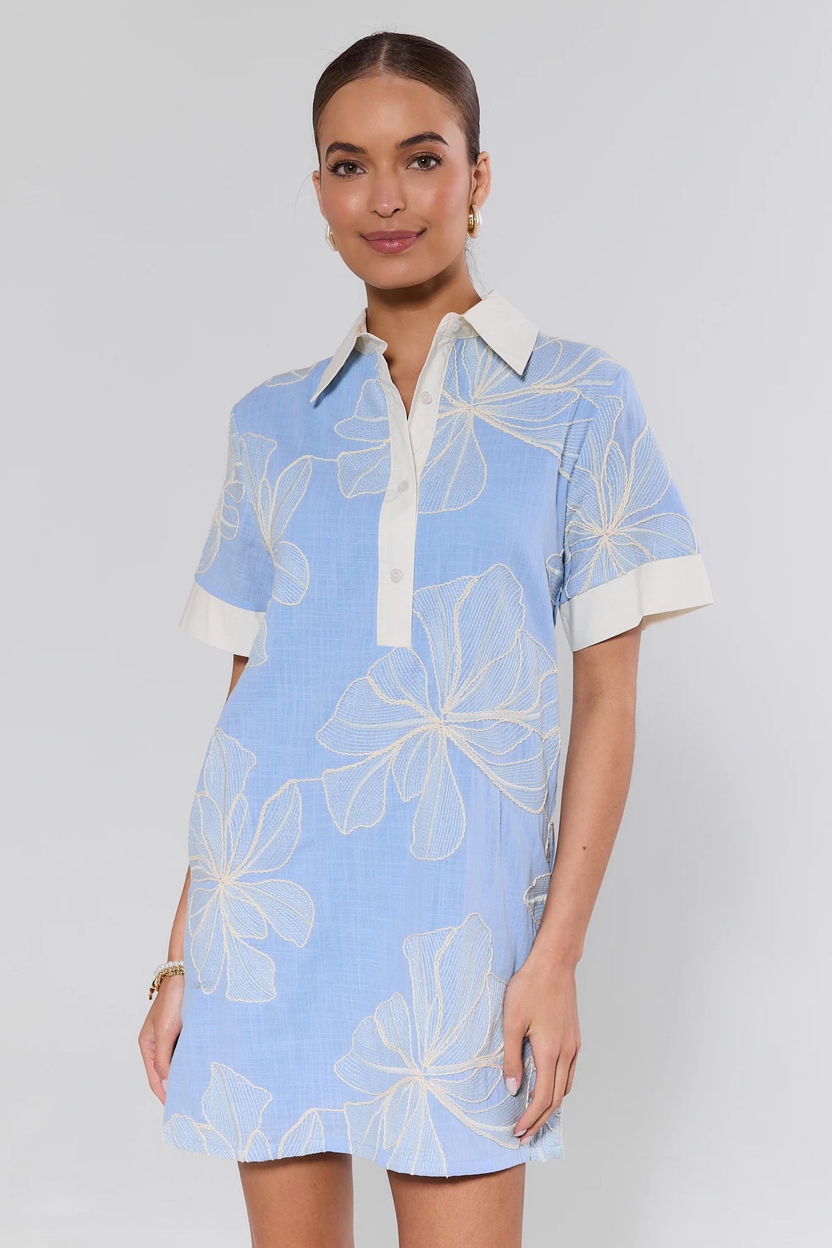 Angie Blue Embroidered Short Dress | Women's Clothing