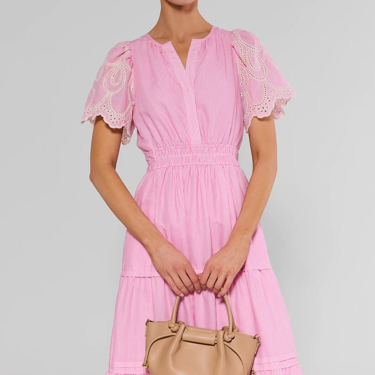 pink striped maxi dress Brylee Pink Stripe Eyelet Maxi Dress | Women's Clothing
