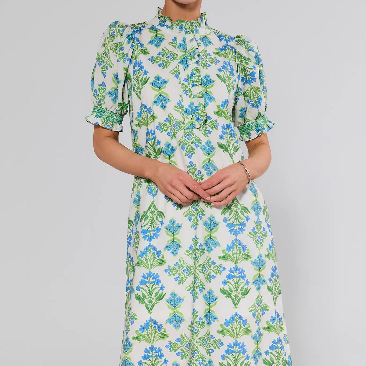 Elena White Floral Print Midi Dress