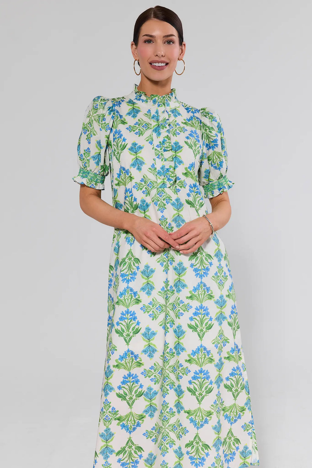 Elena White Floral Print Midi Dress