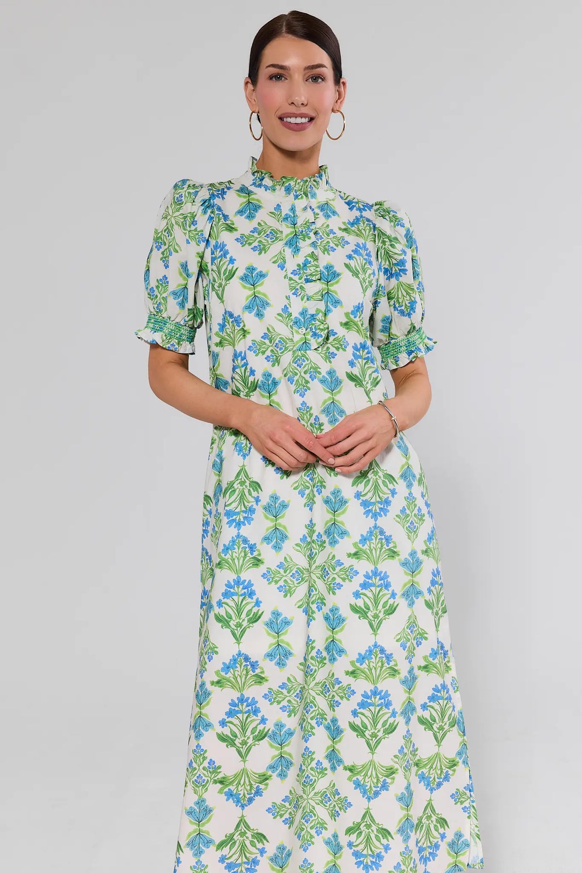 white printed midi dress White Floral Lemon Print Cotton Dress - Midi Dresses