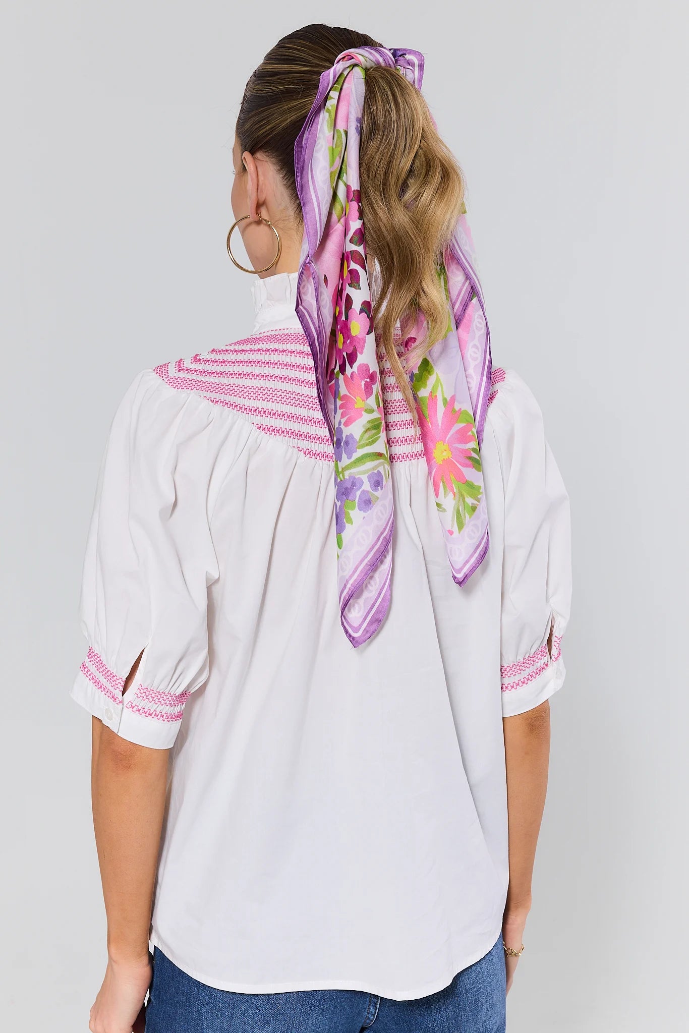 Yvonne Pink Embroidered Button Up Top | Avara