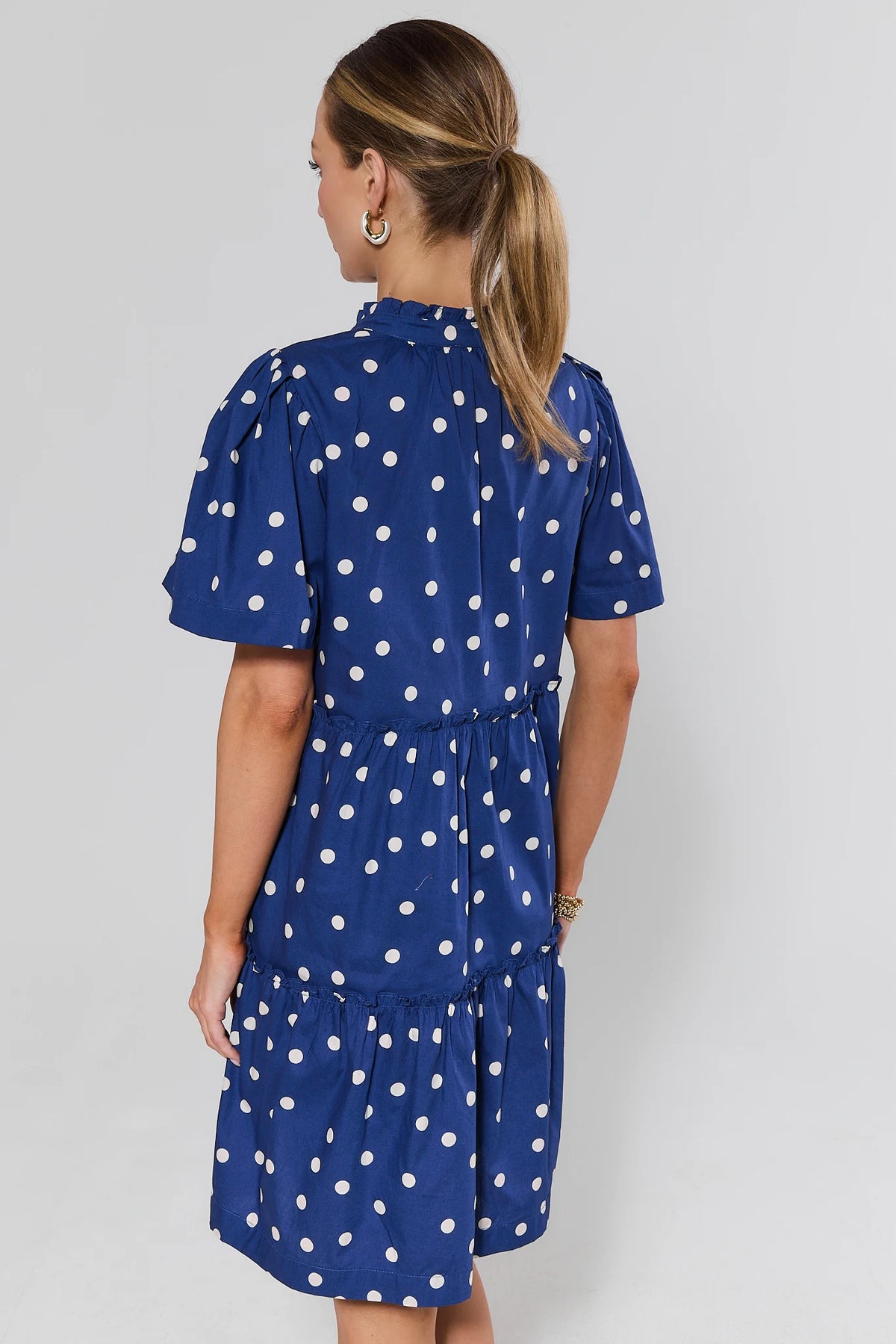 Evan Navy Polka Dot Short Dress | Women's Clothing