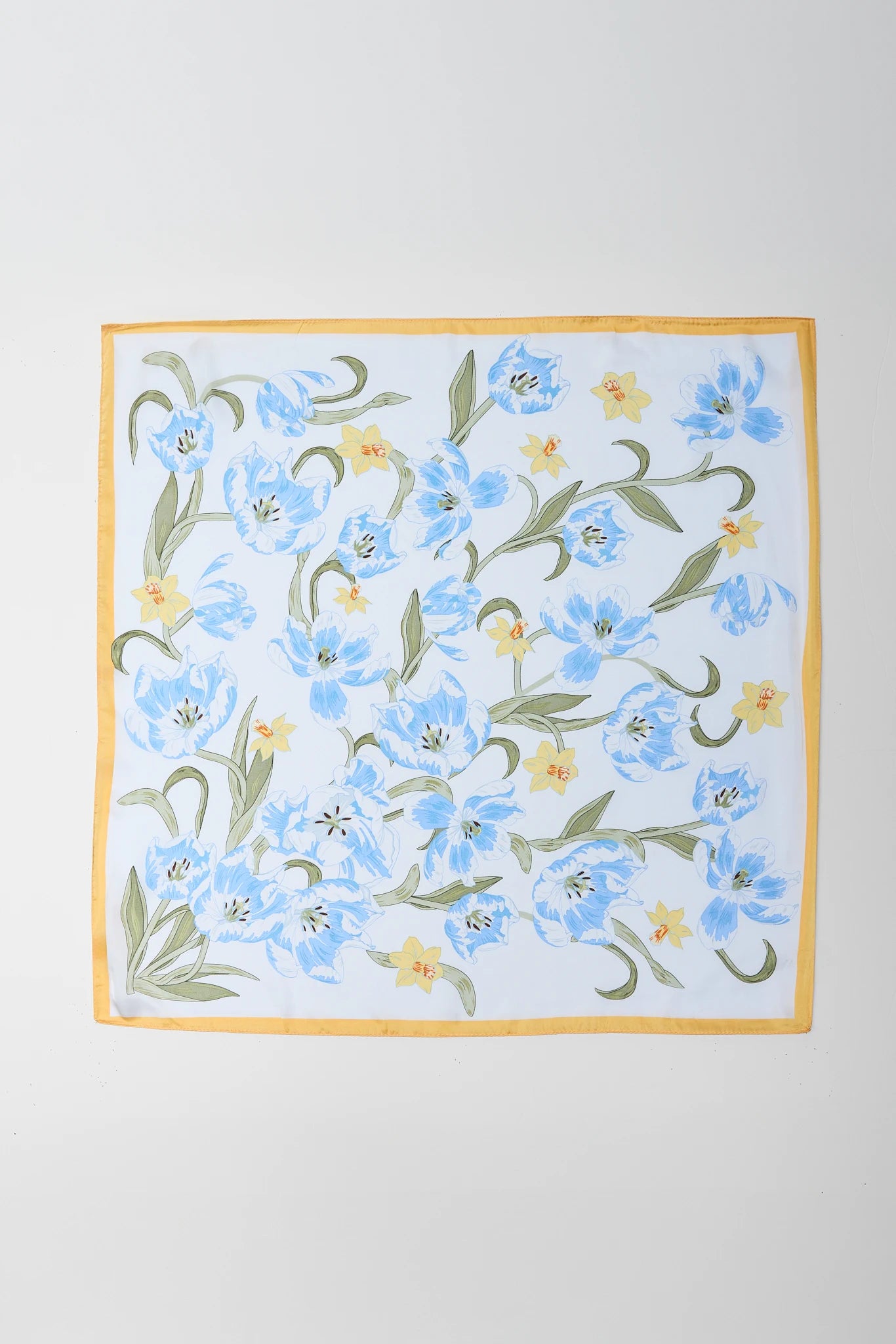 Layla Blue Floral Print Scarf on white background
