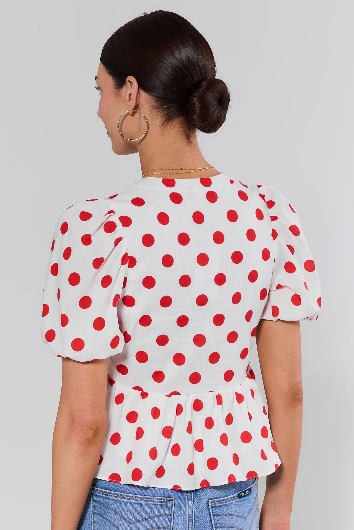 Women's Red Polka Dot Peplum Top | Avara | Avara