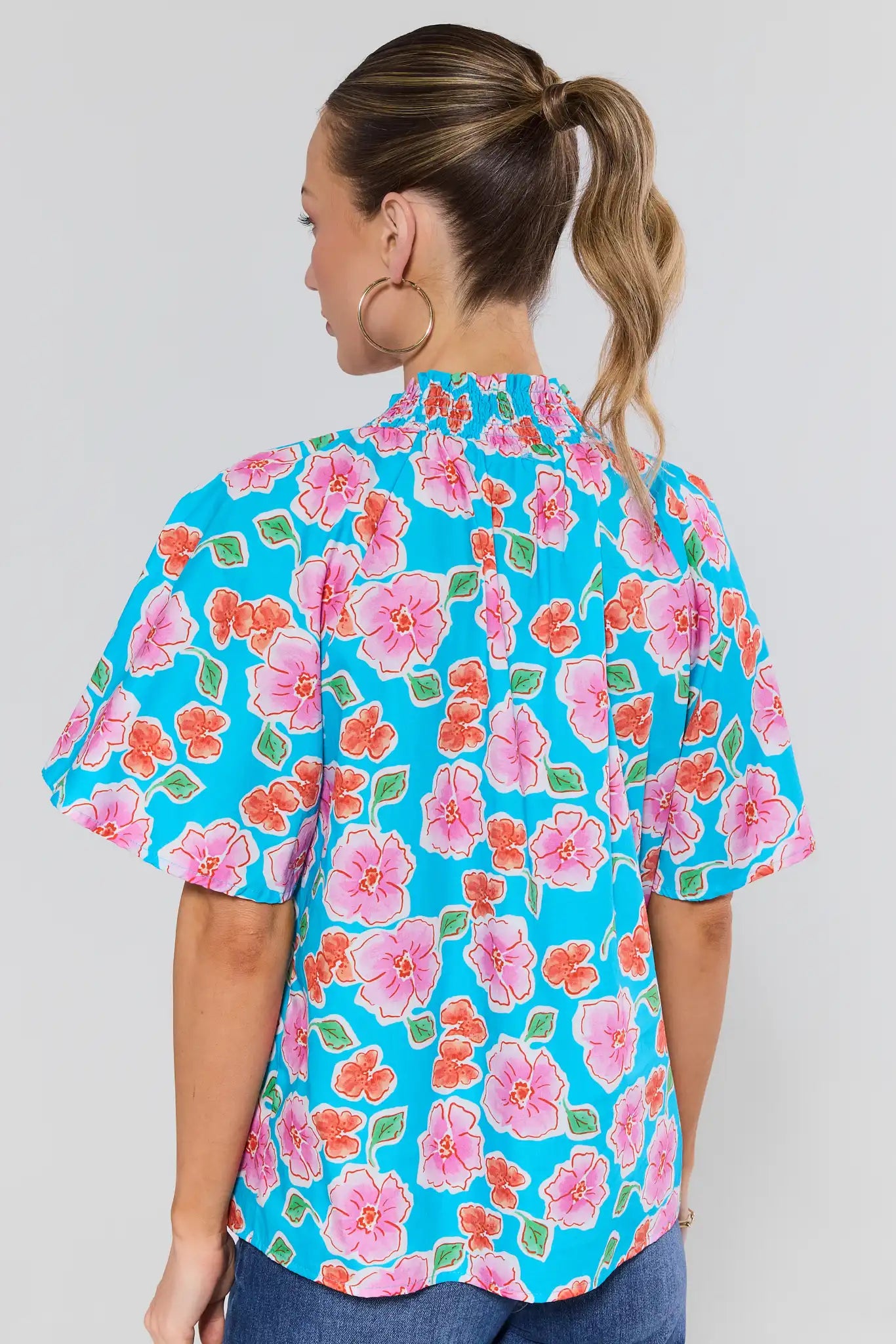 Macey Blue Floral Print Top by THML | Avara