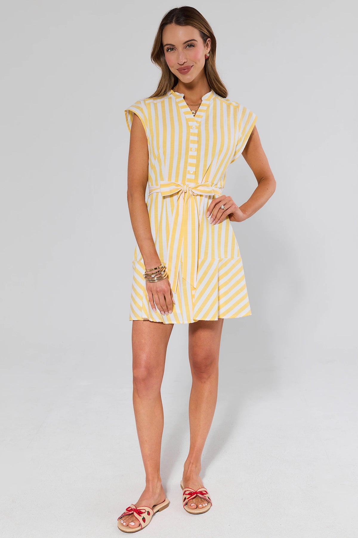 yellow striped t shirt dress Bella Freud