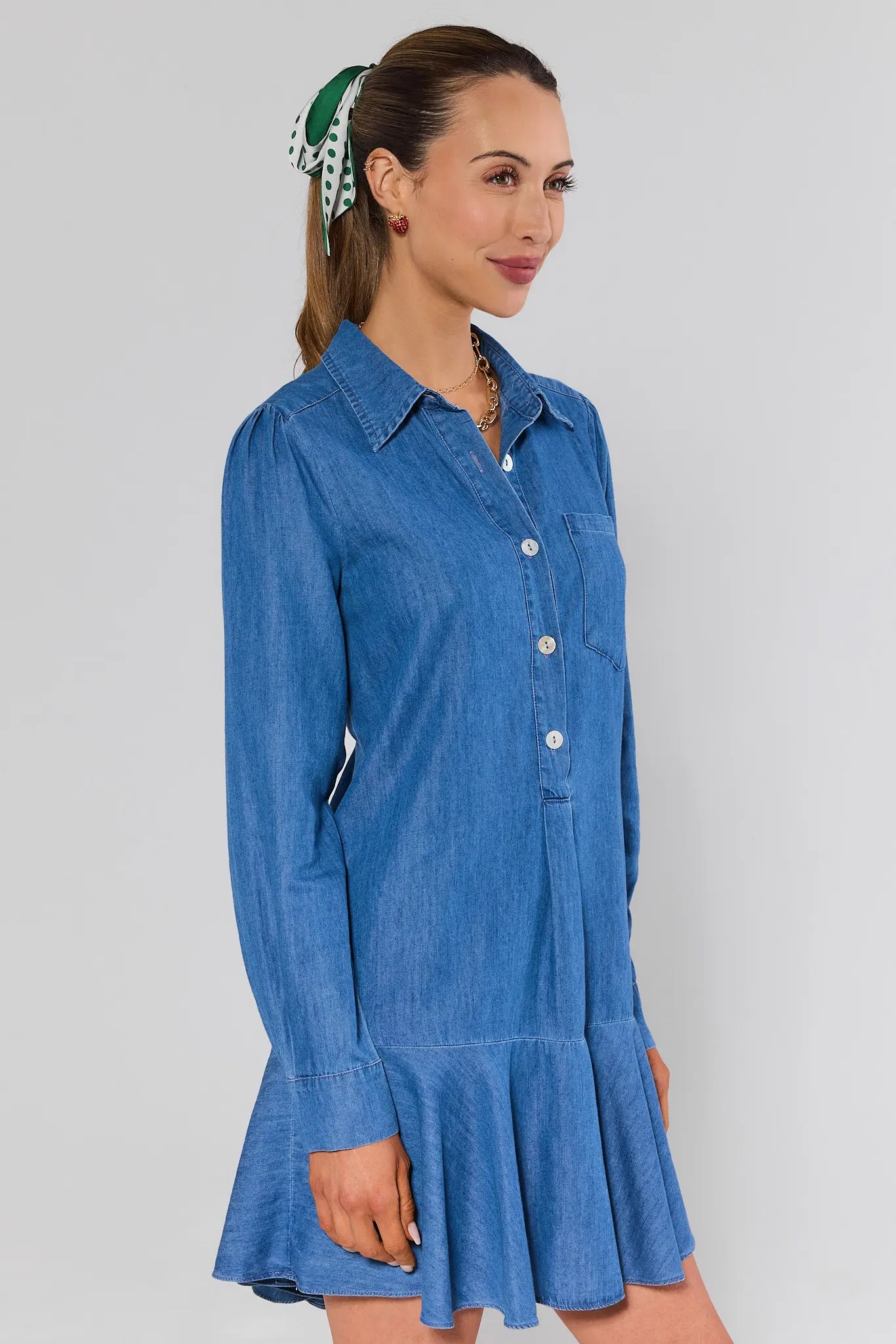 Meagan Chambray Drop Waist Dress Meagan Chambray Drop Waist Dress