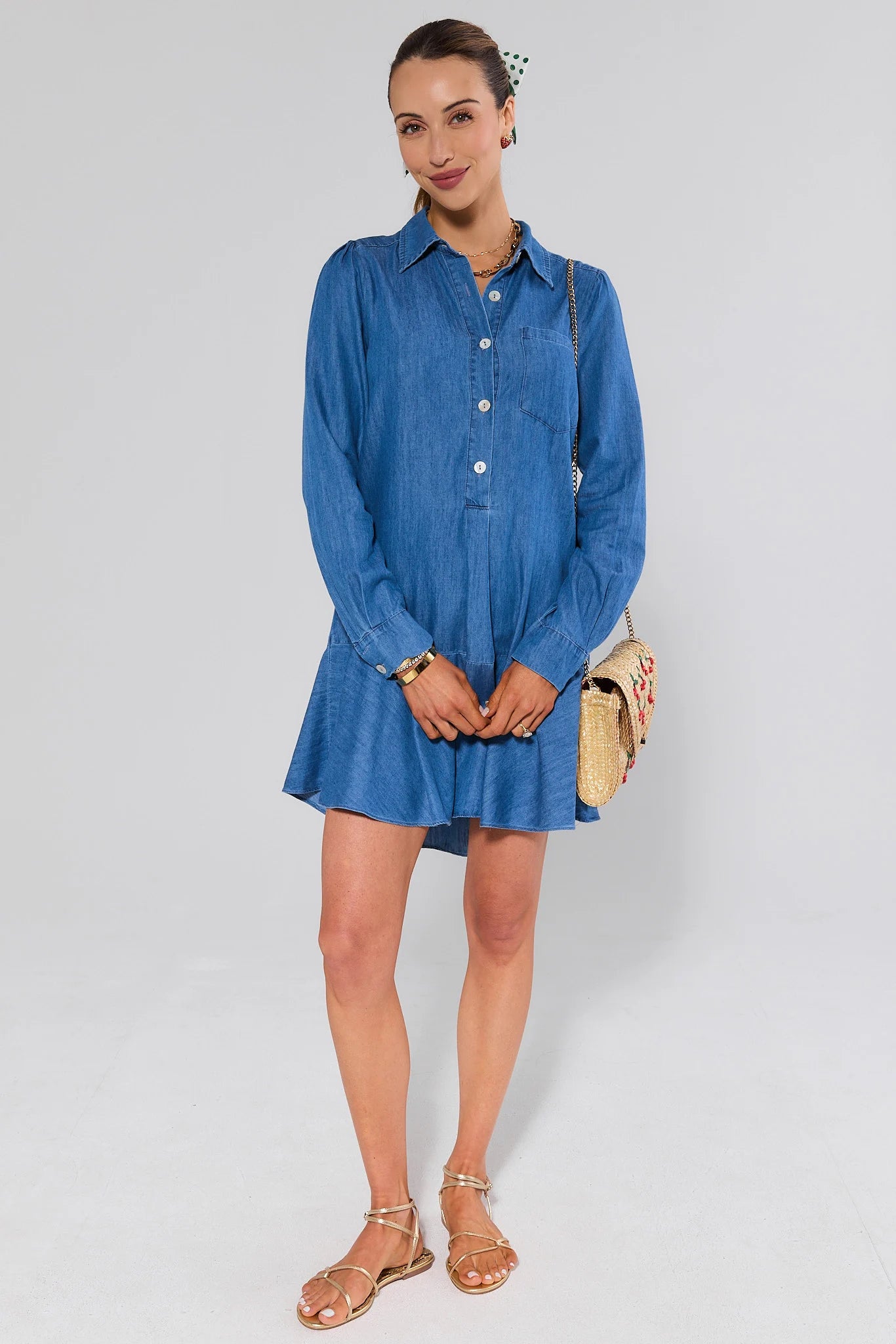dress with sides cut out Meagan Chambray Drop Waist Dress