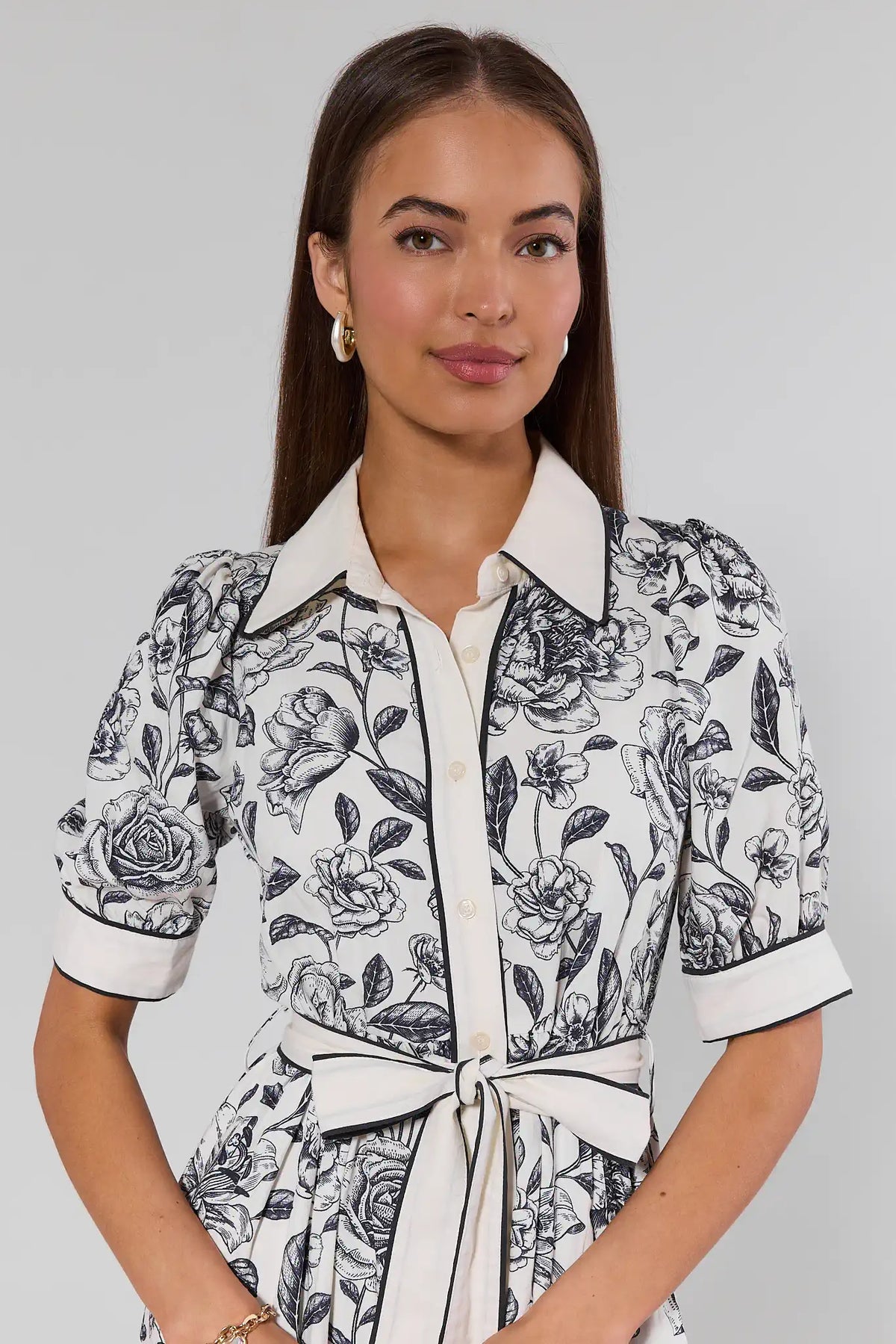 Caitlyn Navy Floral Print Midi Dress