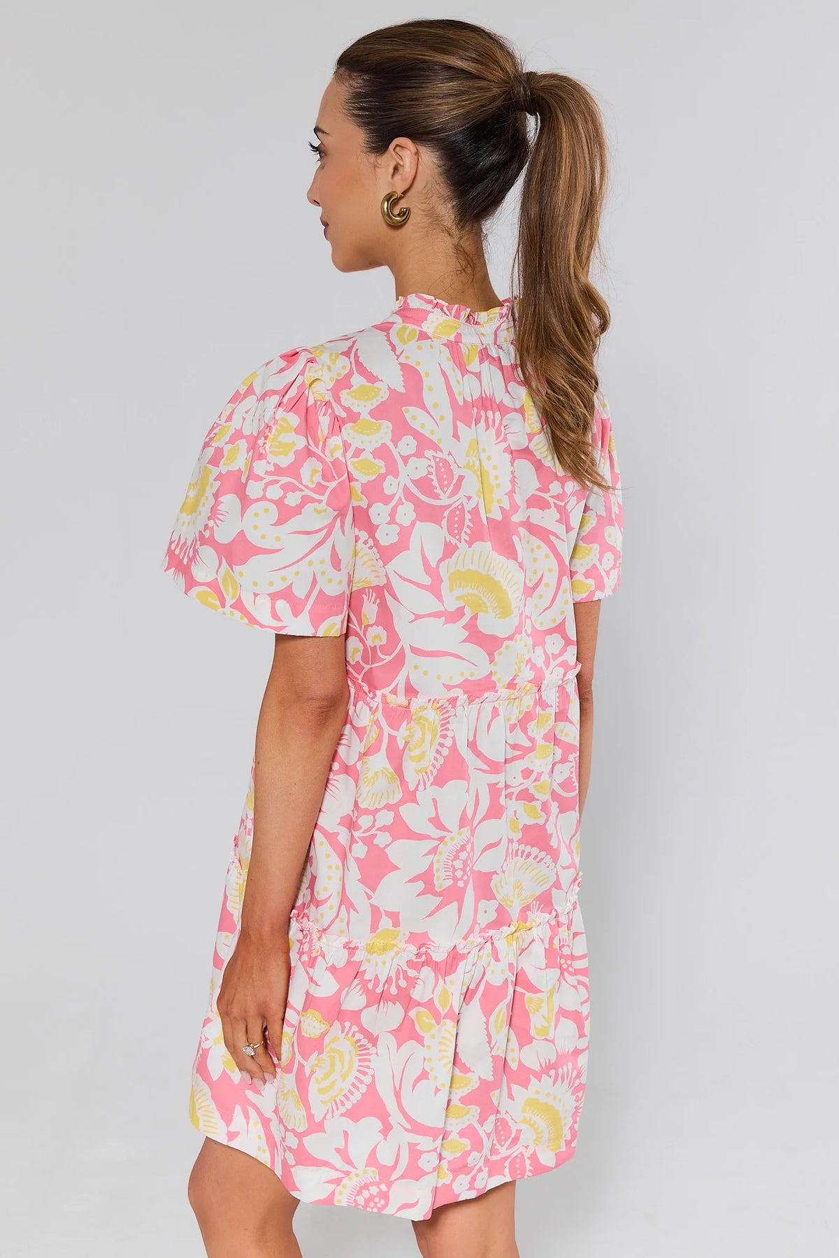 pink floral dress short sleeve Floral Queen Short Sleeve Mini Dress Pink