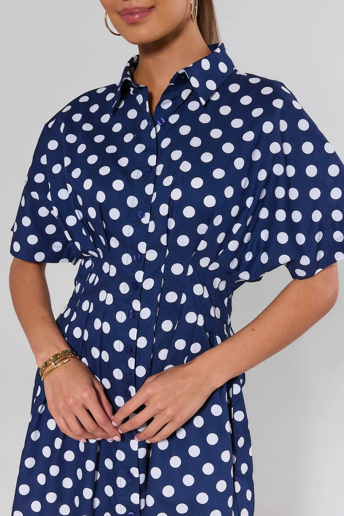 Addison Navy Polka Dot Short Dress | Women's Clothing