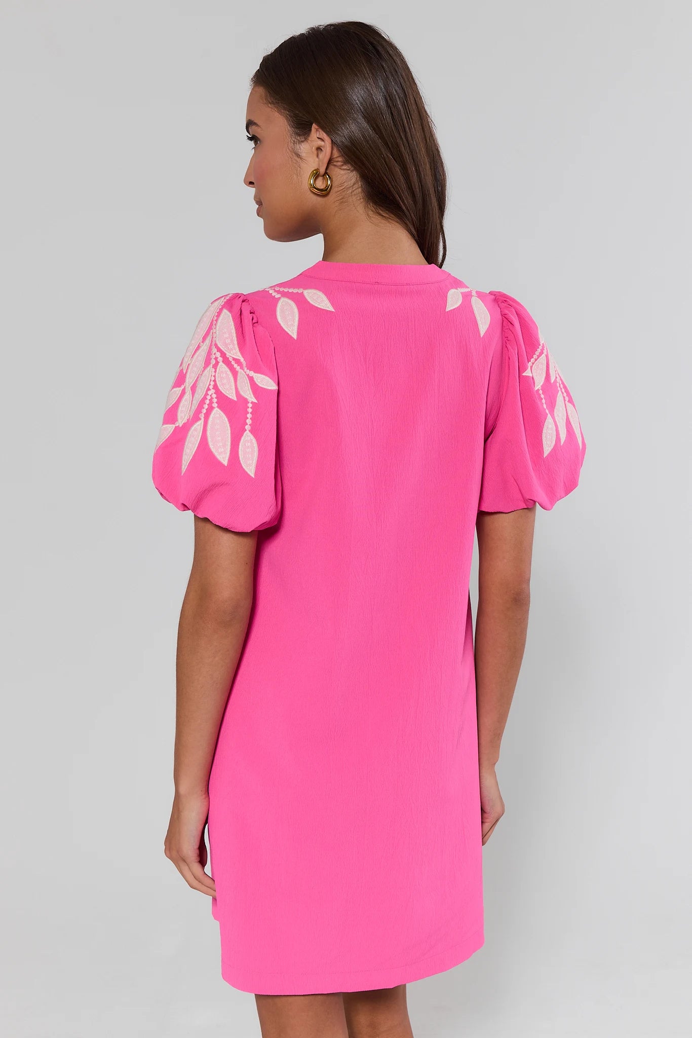 embroidered pink dress Arianna Pink Embroidered Short Dress