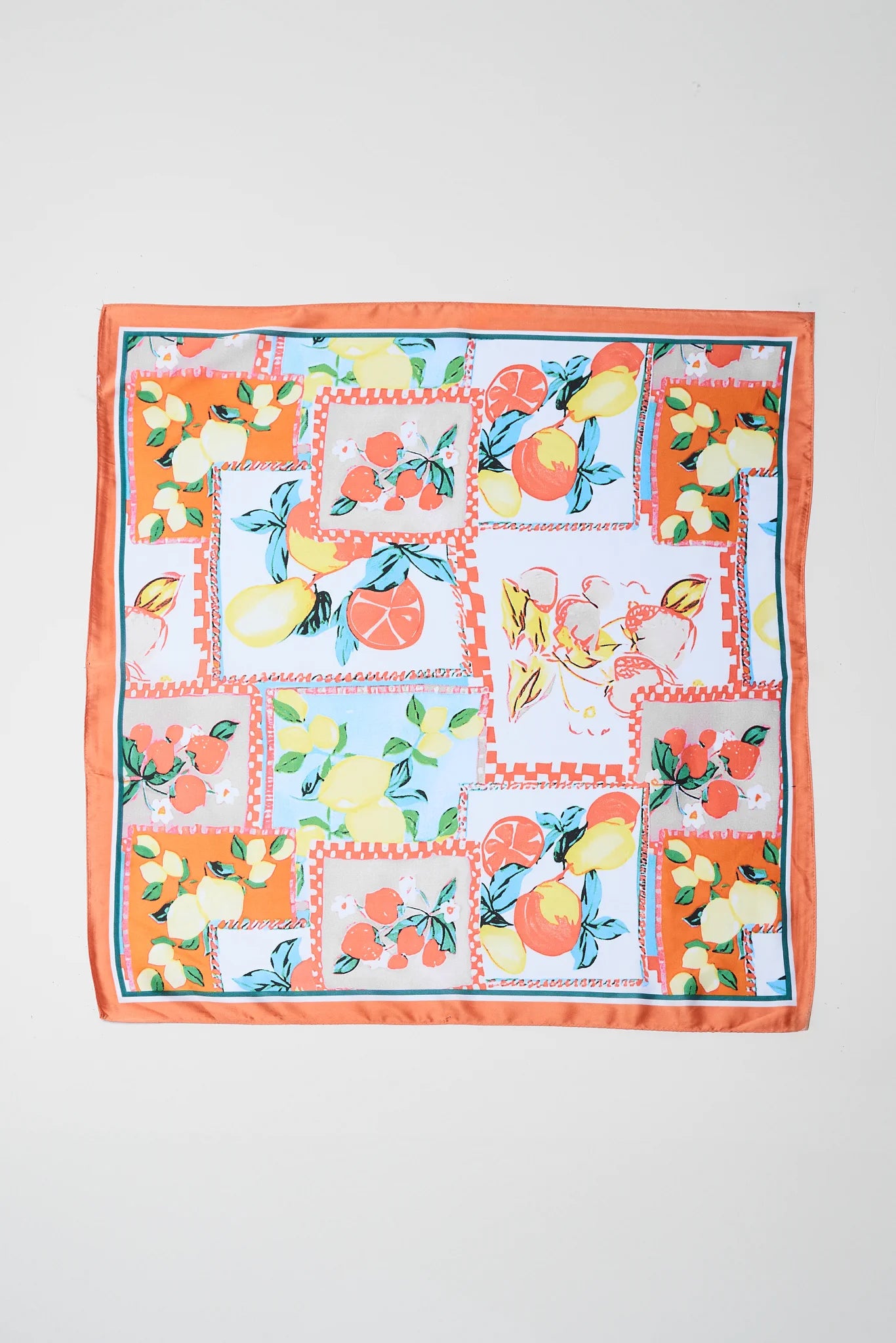 marjorie citrus scarf on white background