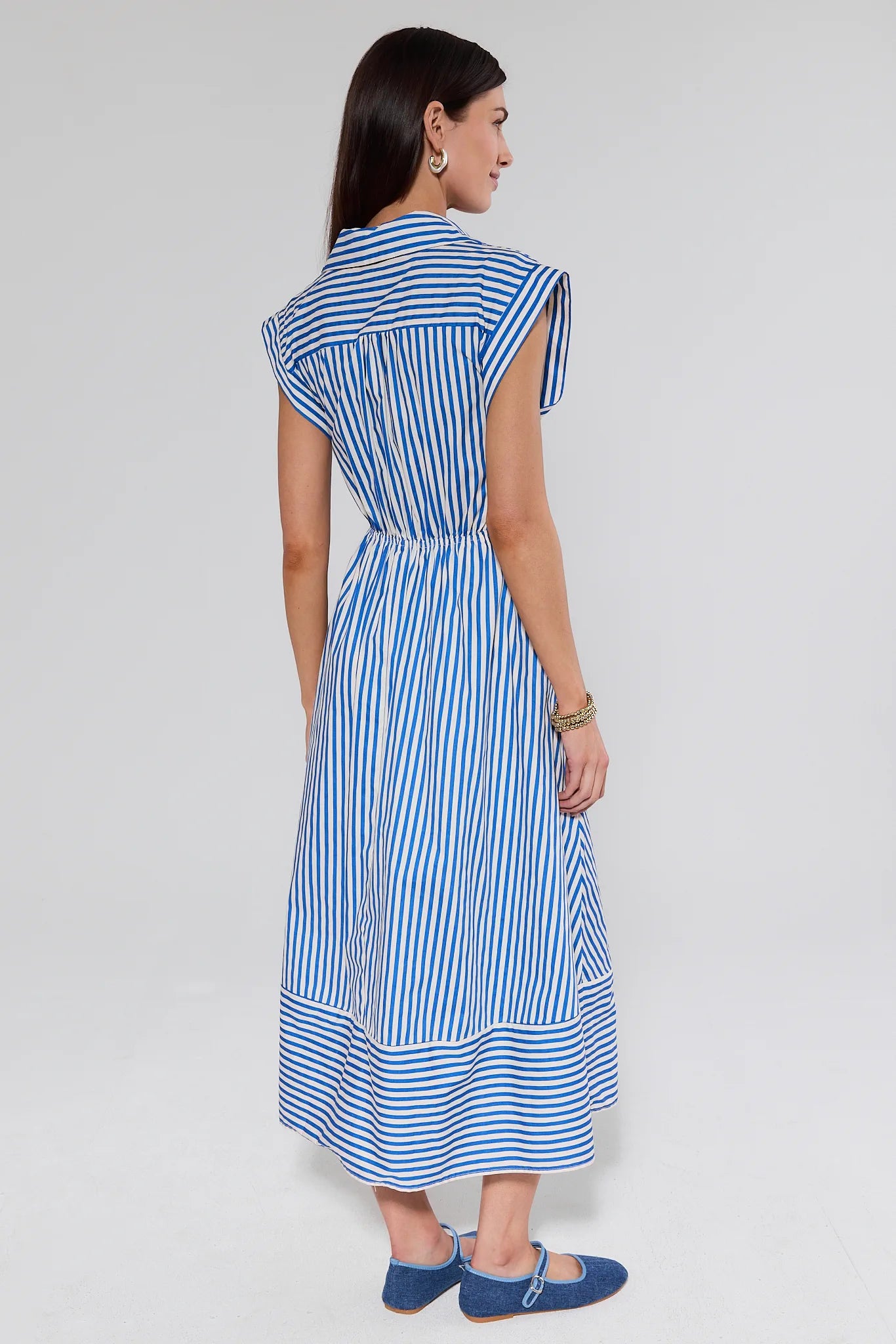 Oakley Blue Striped Midi Dress
