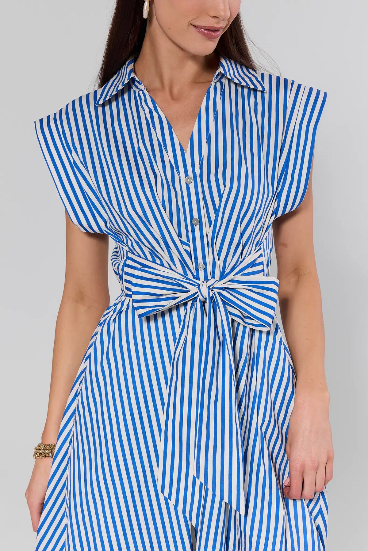 Oakley Blue Striped Midi Dress | Avara