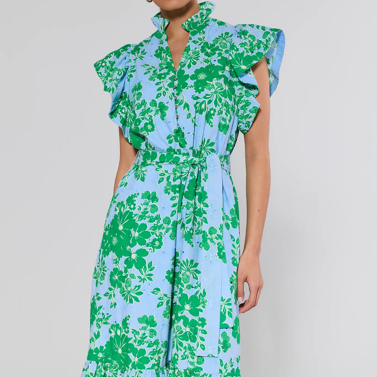 Heather Blue Floral Midi Dress | Avara