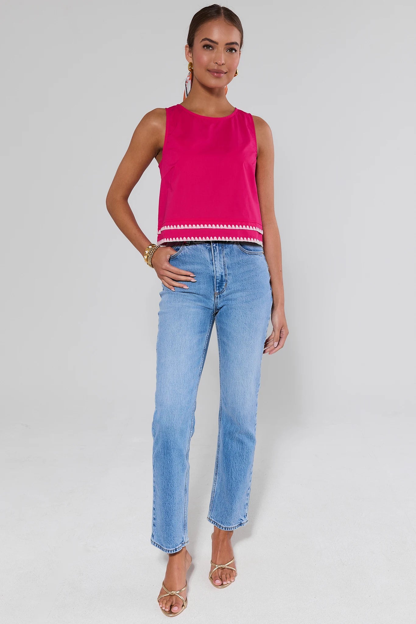 London Pink Stitched Trim Top | Avara