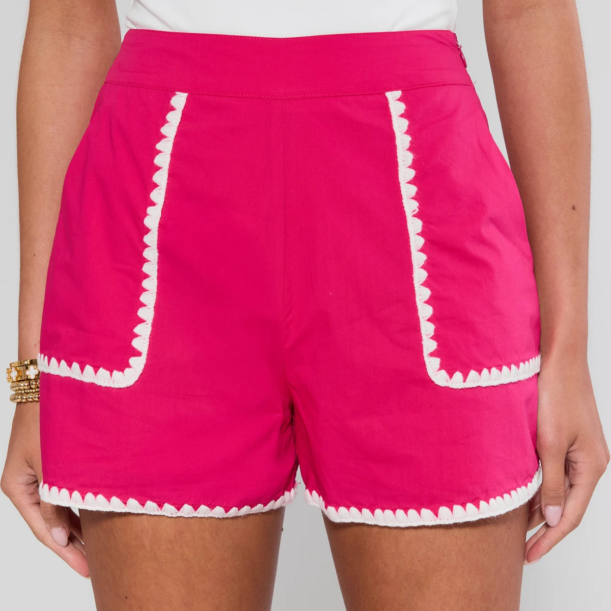 London Pink Stitched Trim Shorts | Avara London Pink Stitched Trim Shorts | Avara