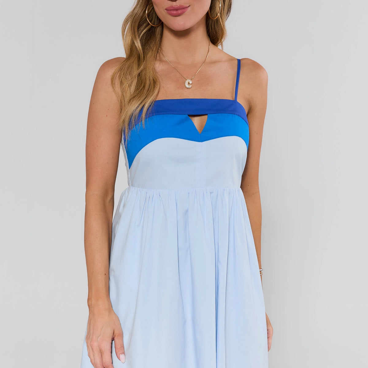 blue and white short dress Tatum Blue Colorblock Short Dress | Women's Clothing