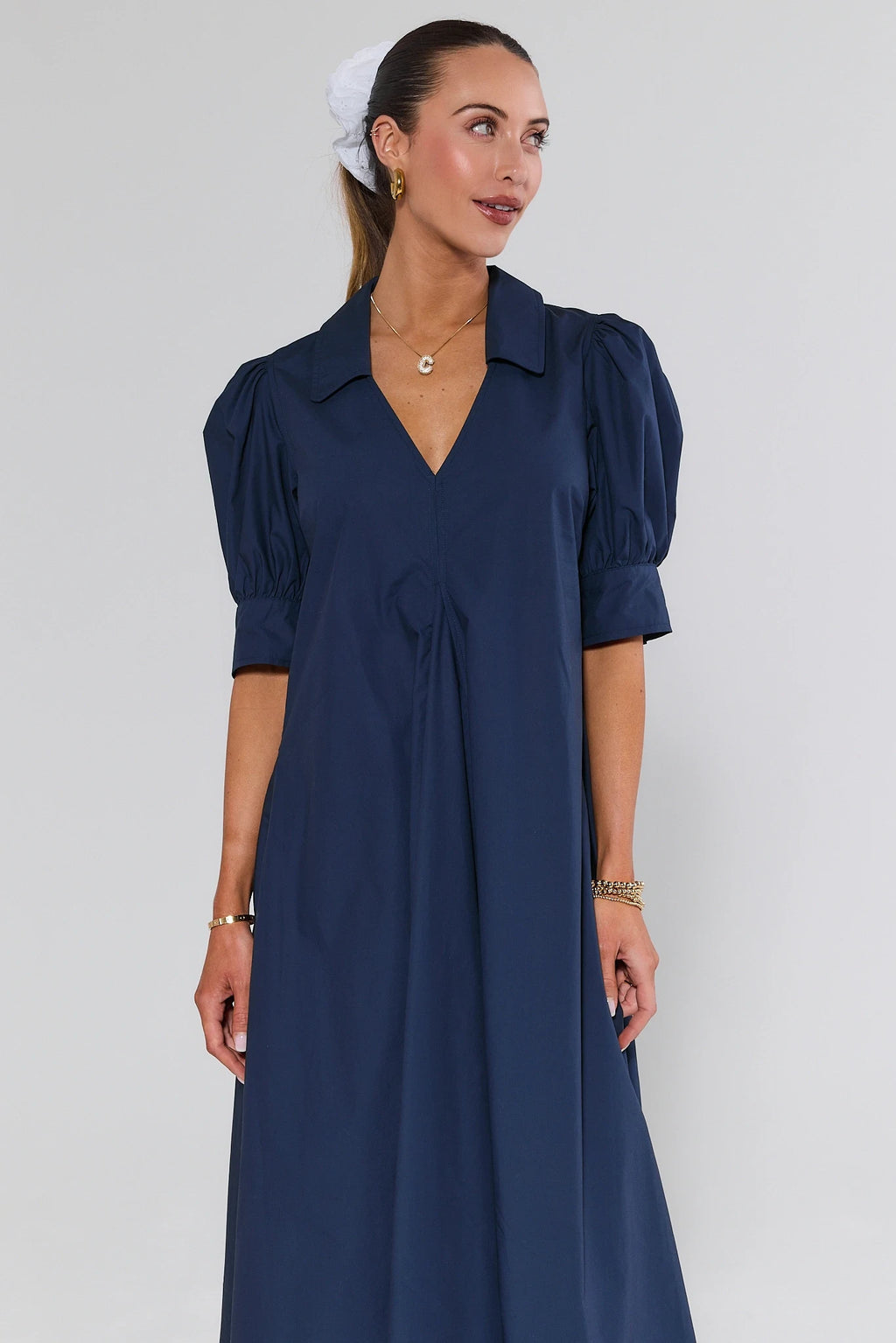 blue collared dress Camden Poplin Collared Shirt Dress Black / XL by Sugarlips
