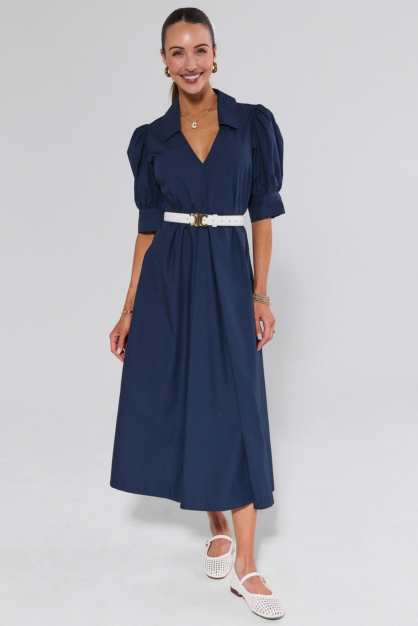 Sabina Navy Collared Maxi Dress