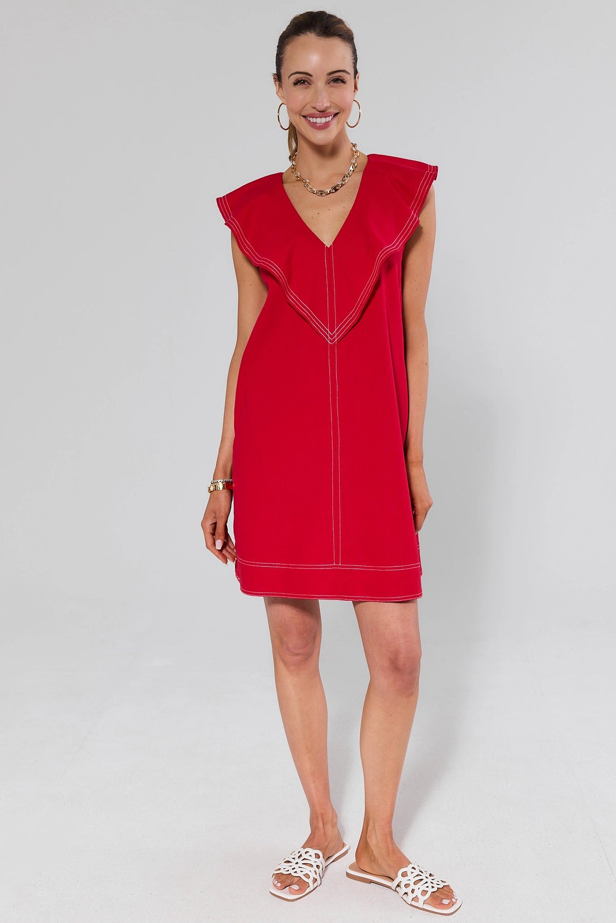ruffle sleeve red dress Maroon Ruffle Sleeve Midi Dress with Back Tie