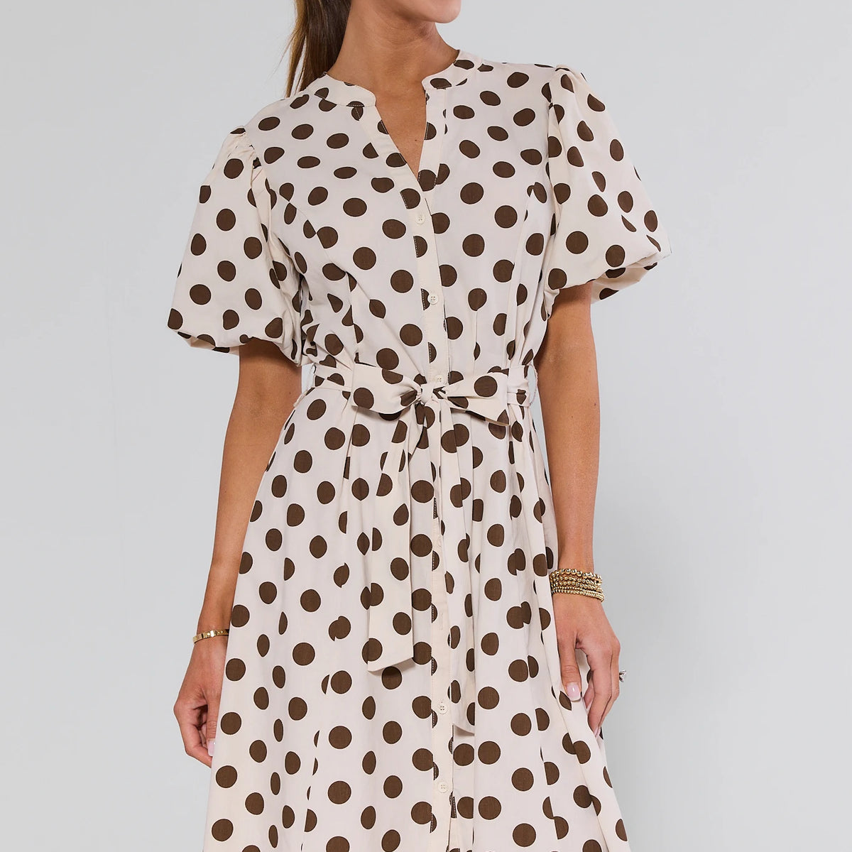 Cream Polka Dot Midi Dress | Avara Cream Polka Dot Midi Dress | Avara