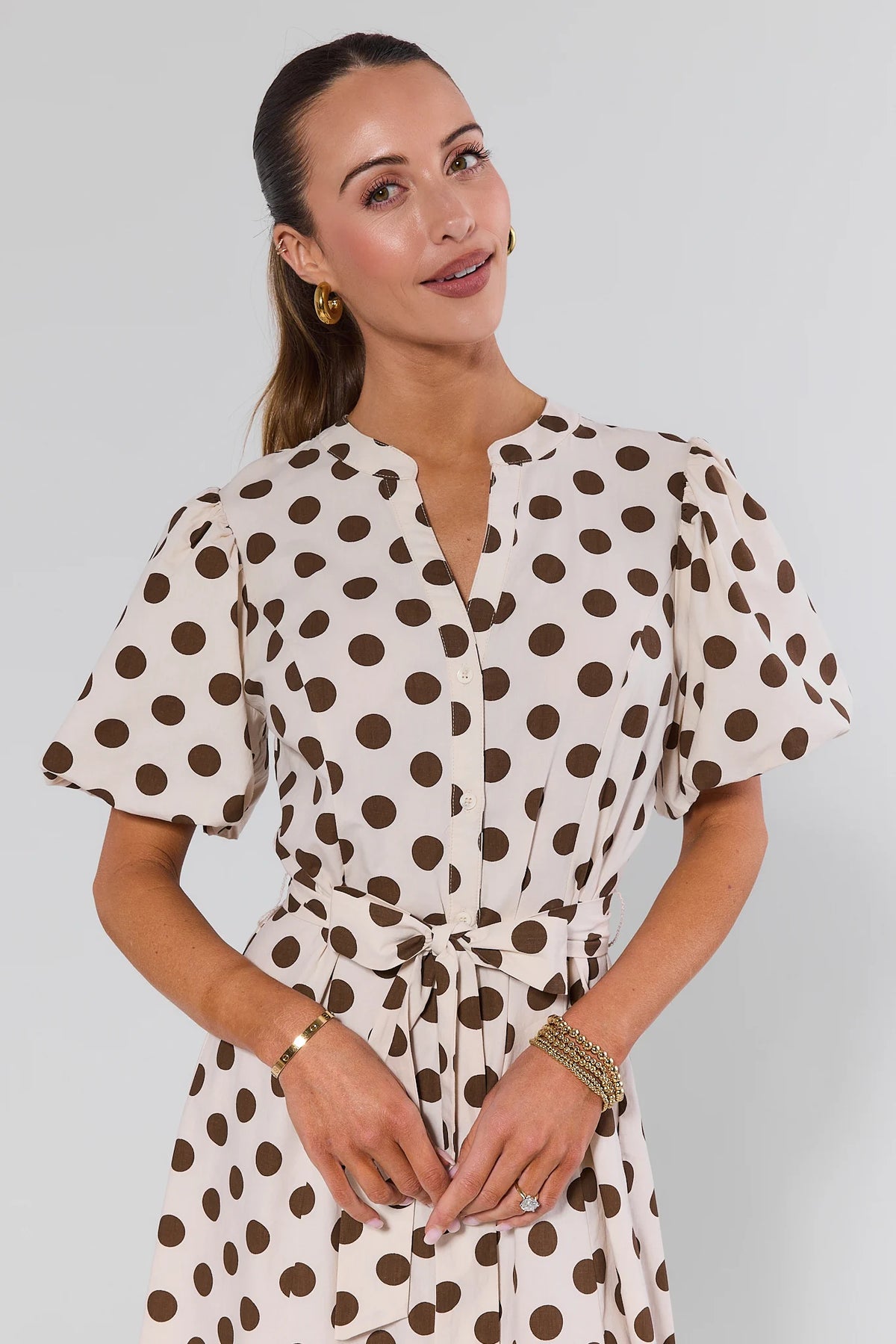 cream polka dot midi dress Magnolia Polka Dot Midi Dress, Cream North & Main Clothing Company