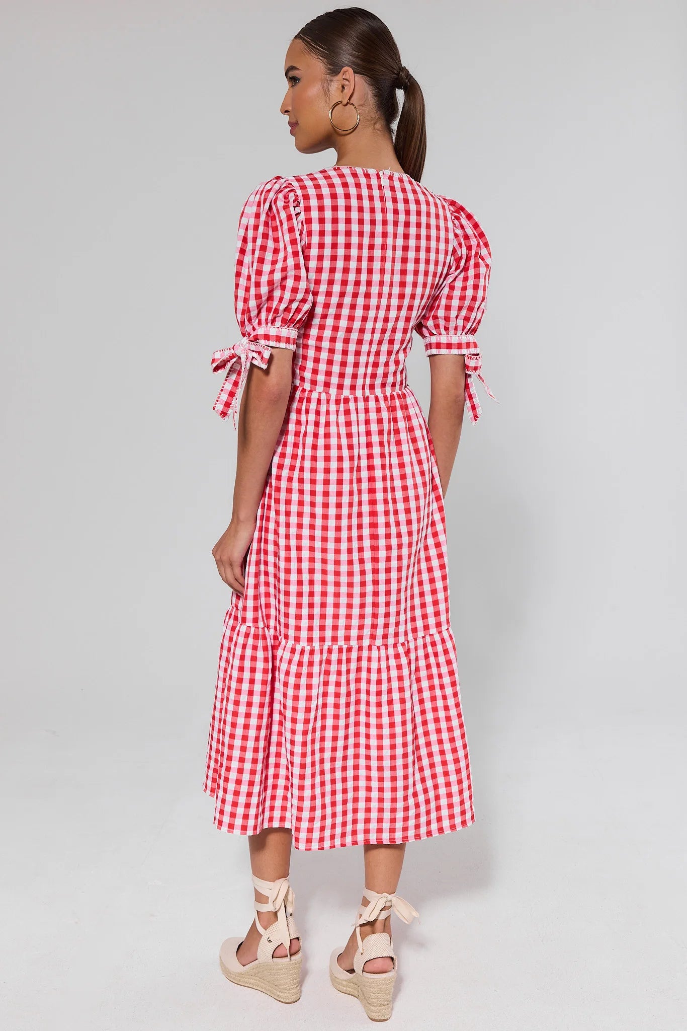 Hazel Red Gingham Midi Dress