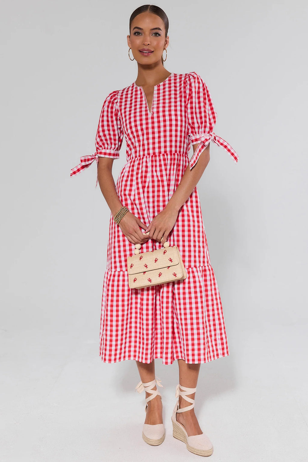 Hazel Red Gingham Midi Dress | Avara Hazel Red Gingham Midi Dress | Avara