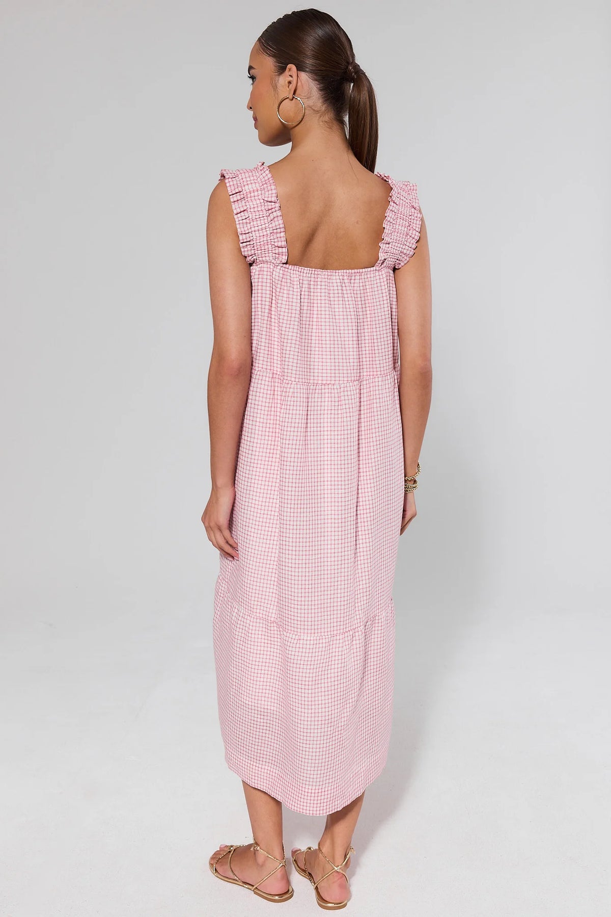 Red Gingham Lobster Midi Dress | Women's Clothing