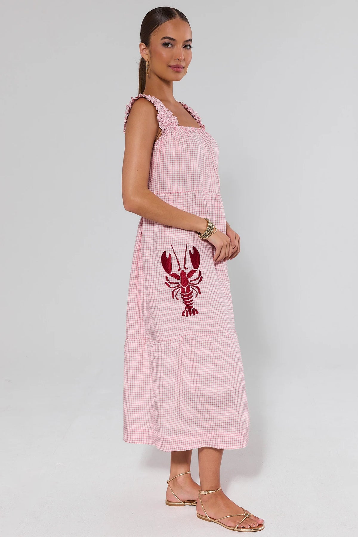 lobster dress Red Gingham Midi | Women's Clothing Navy Blue Holiday Party size:XL/UK16 Lobster Printed Dress Full model_sydney_winn