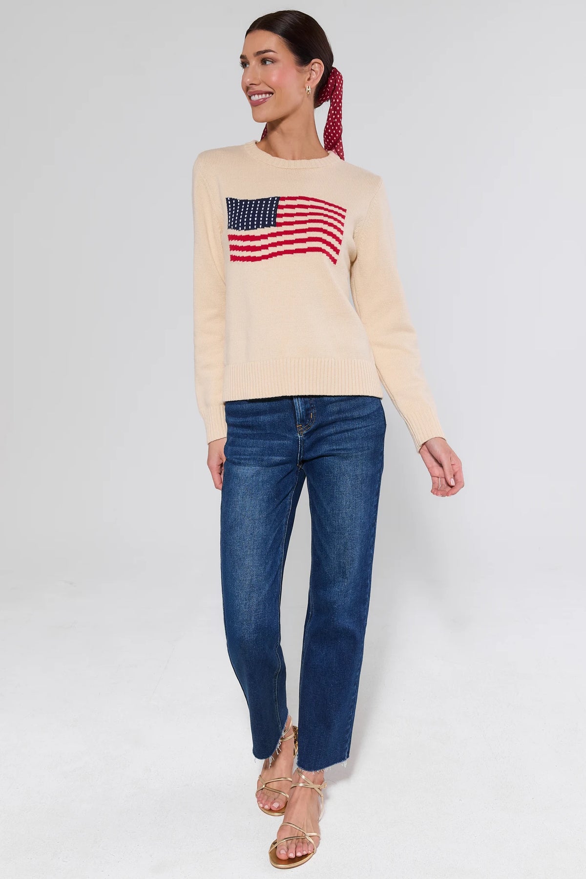 Cream American Flag Knit Sweater | Avara | Avara
