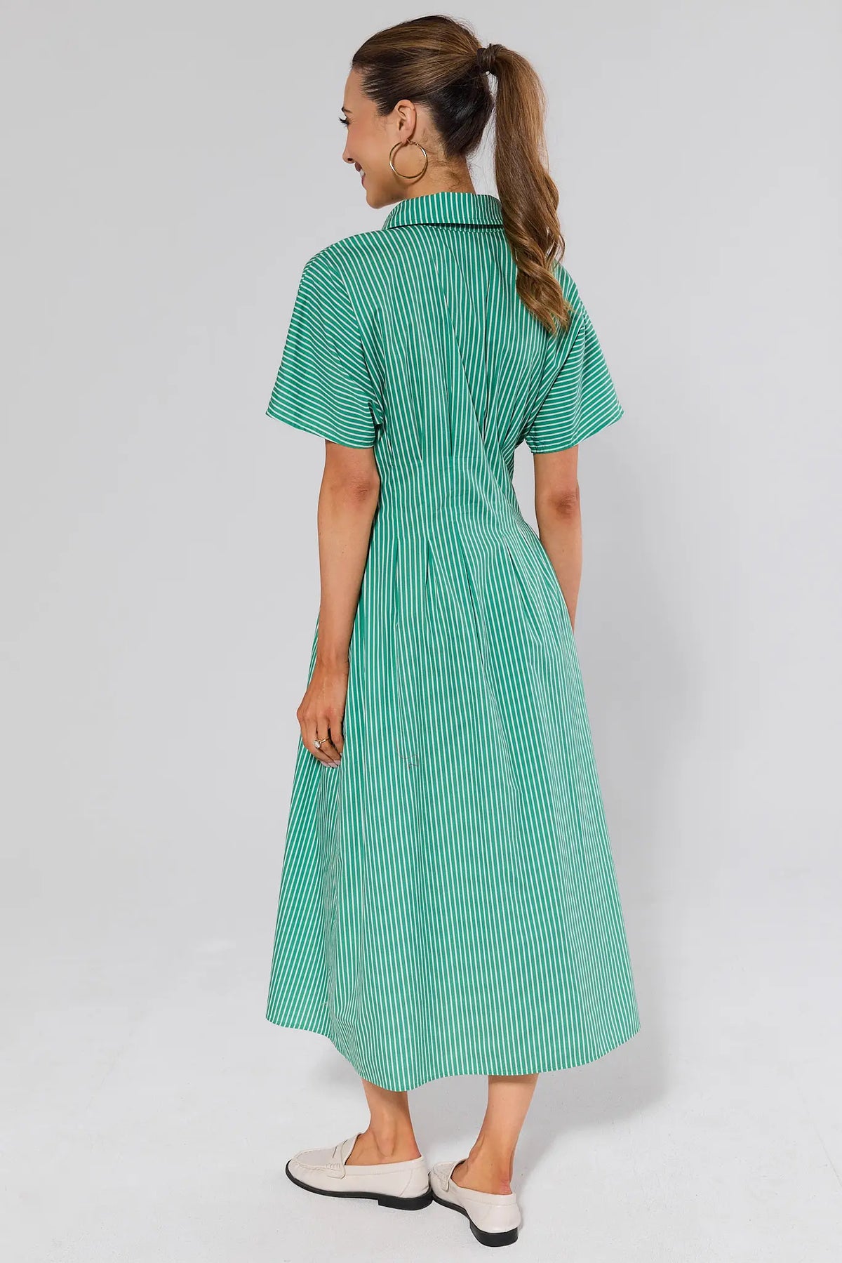 green button through dress Logan Button Up Dress