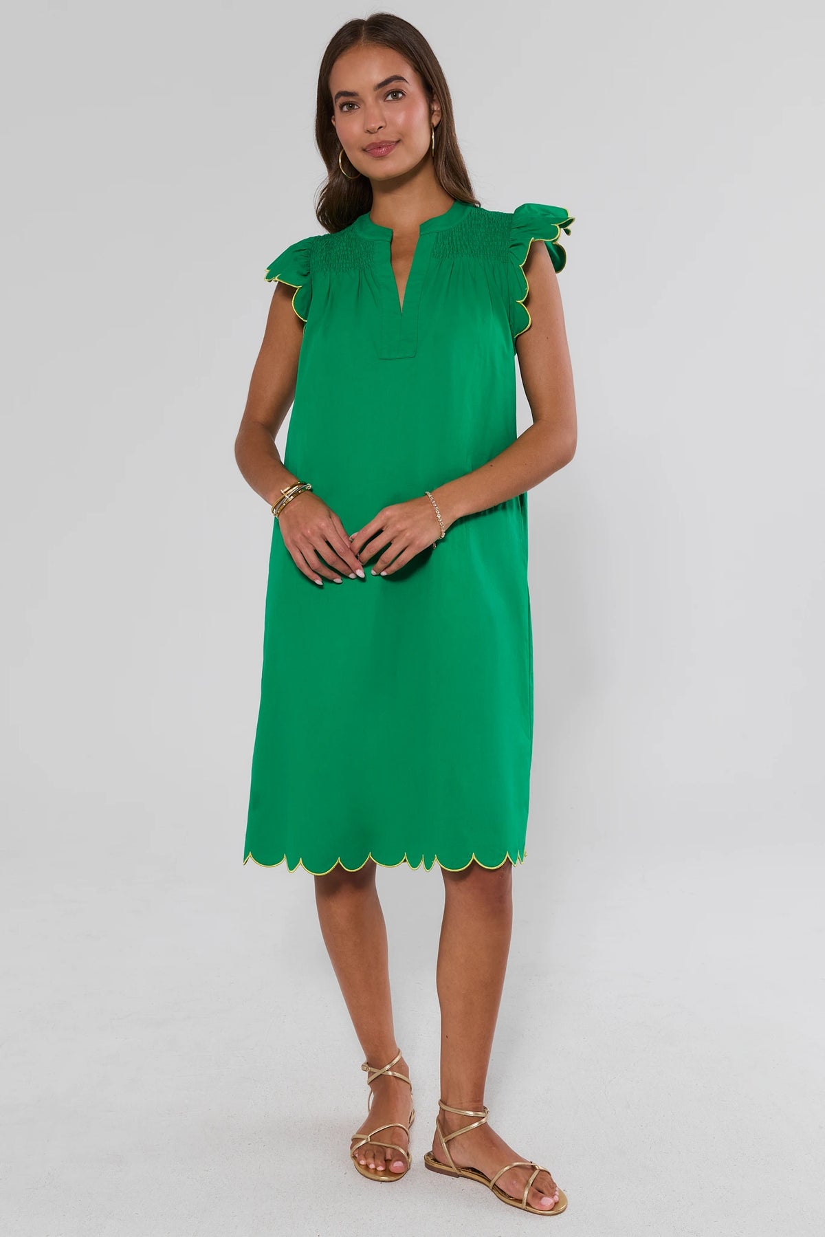 Green Flutter Sleeve Midi Dress | Avara