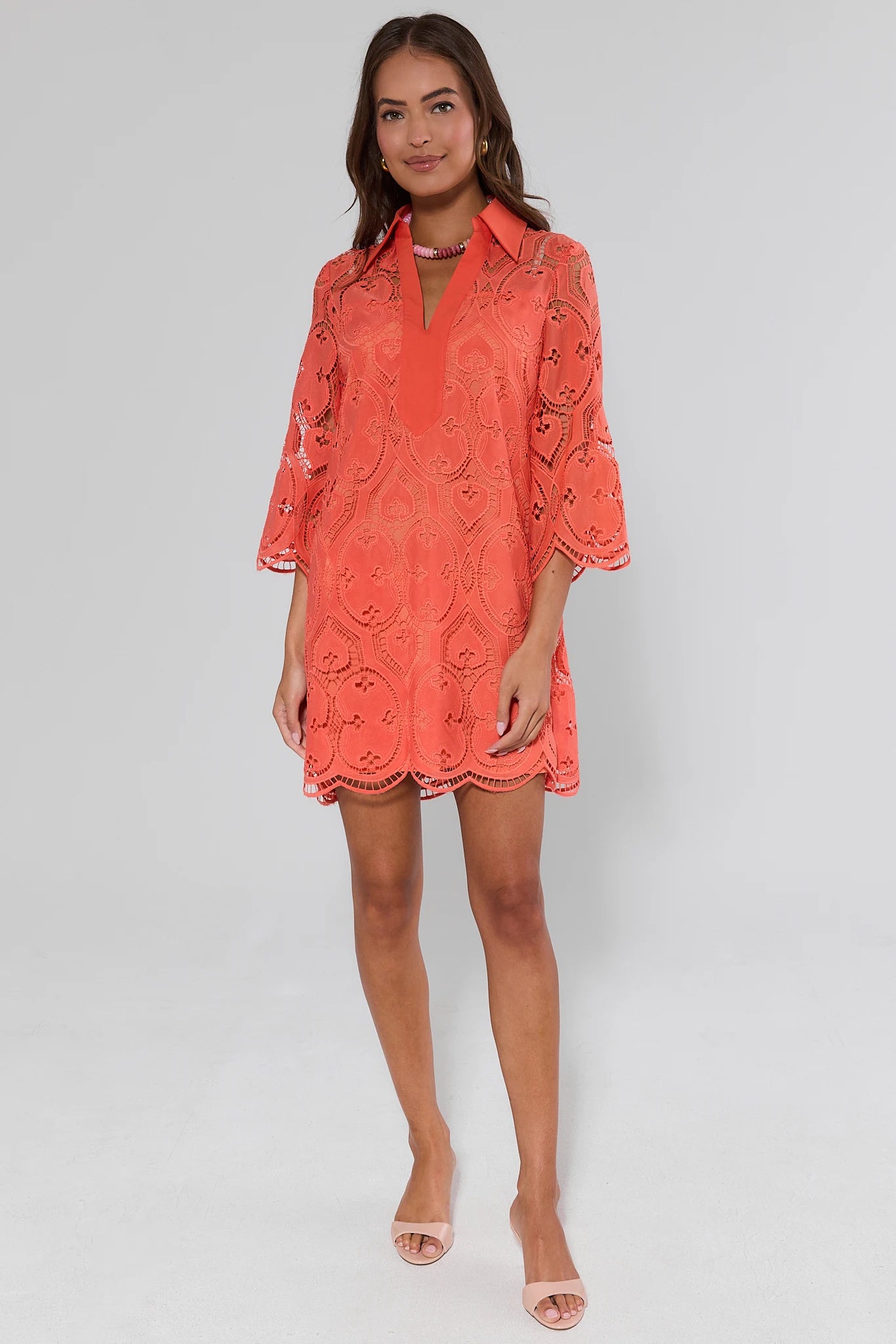 chinese dress ladies Perry Guava Lace Overlay Short Dress