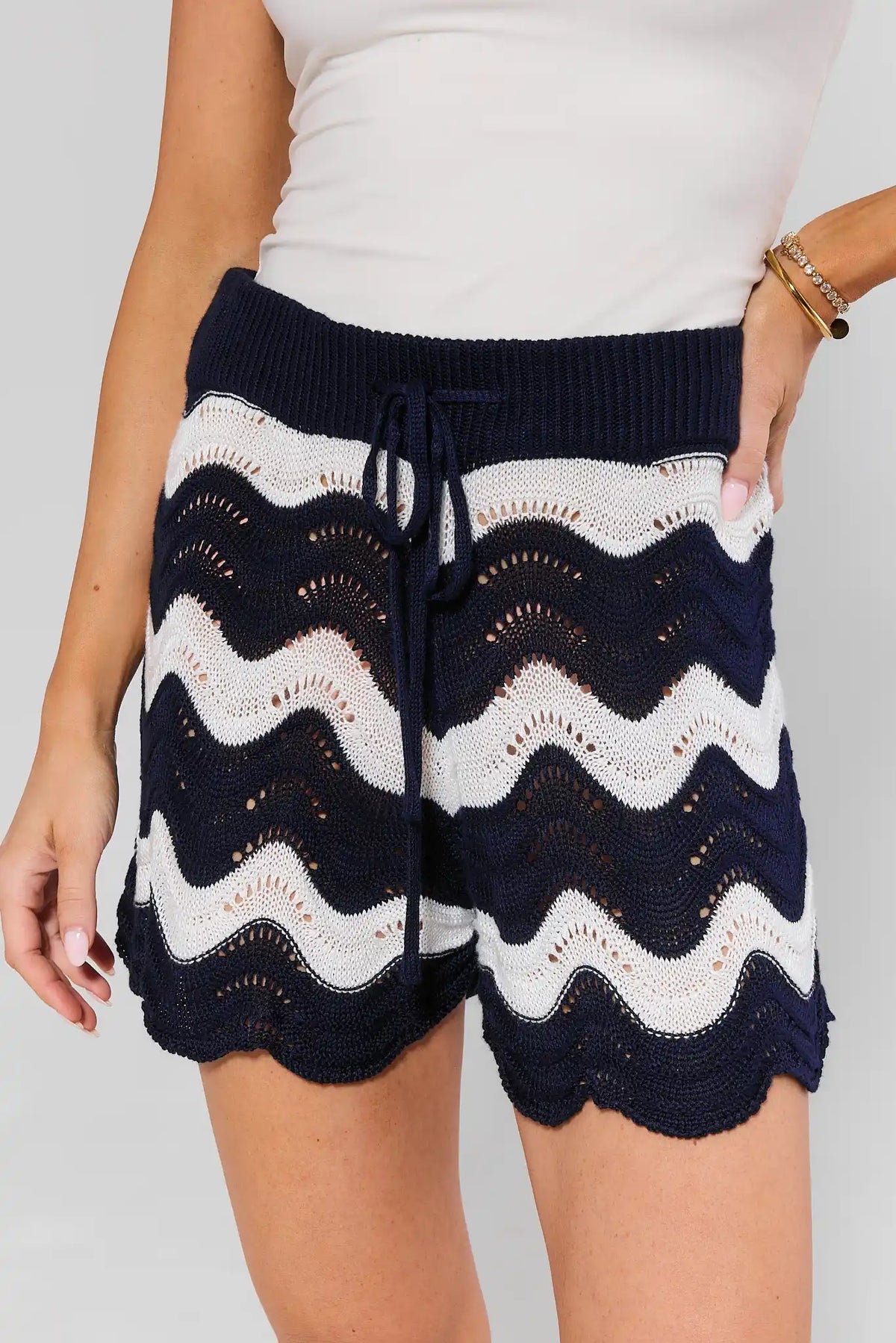 Navy Chevron Knit Shorts | Avara | Avara