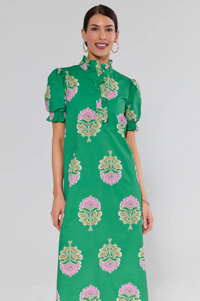 Green Floral Print Maxi Dress