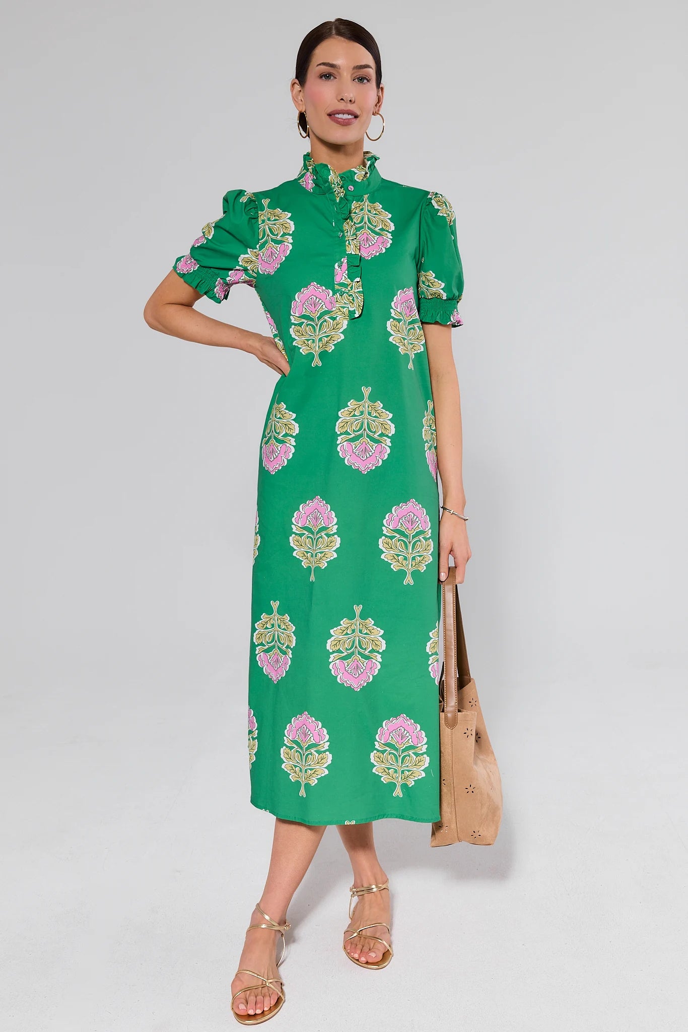 slim fit dress slacks Cosiani Green Printed Gown 42 main image 0