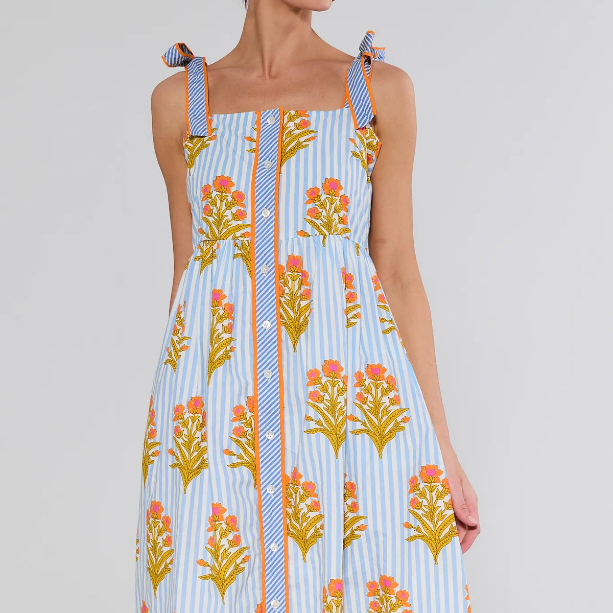 Blue Floral Print Maxi Dress by THML | Avara