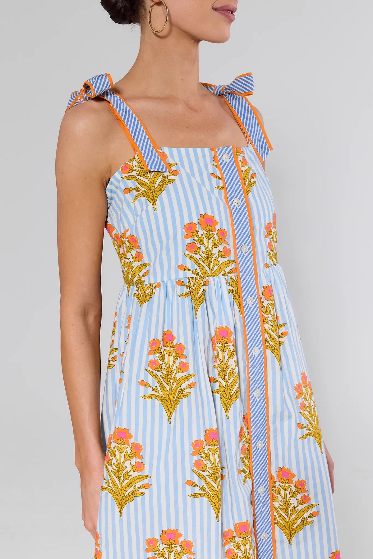Blue Floral Print Maxi Dress by THML