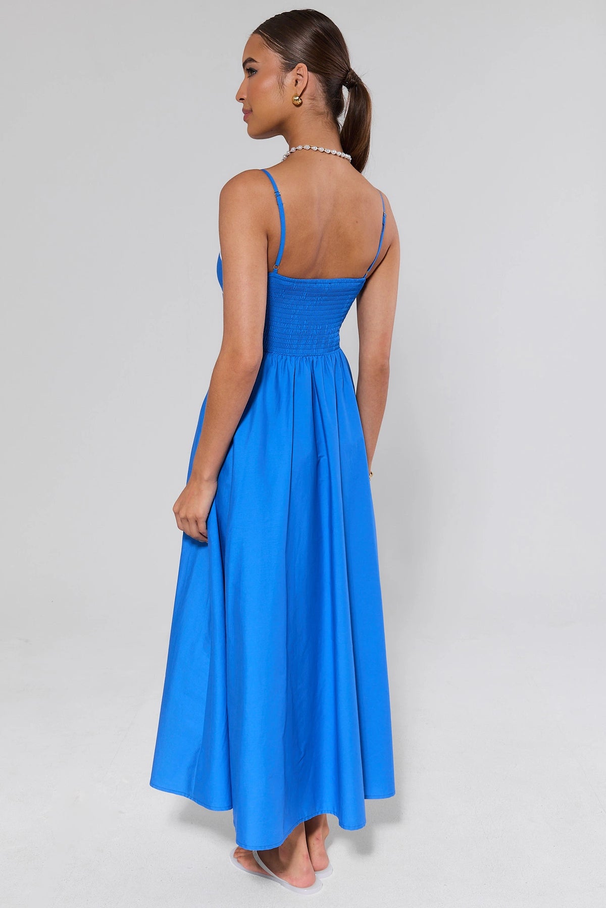 Blue Contrast Trim Maxi Dress | Women's Clothing