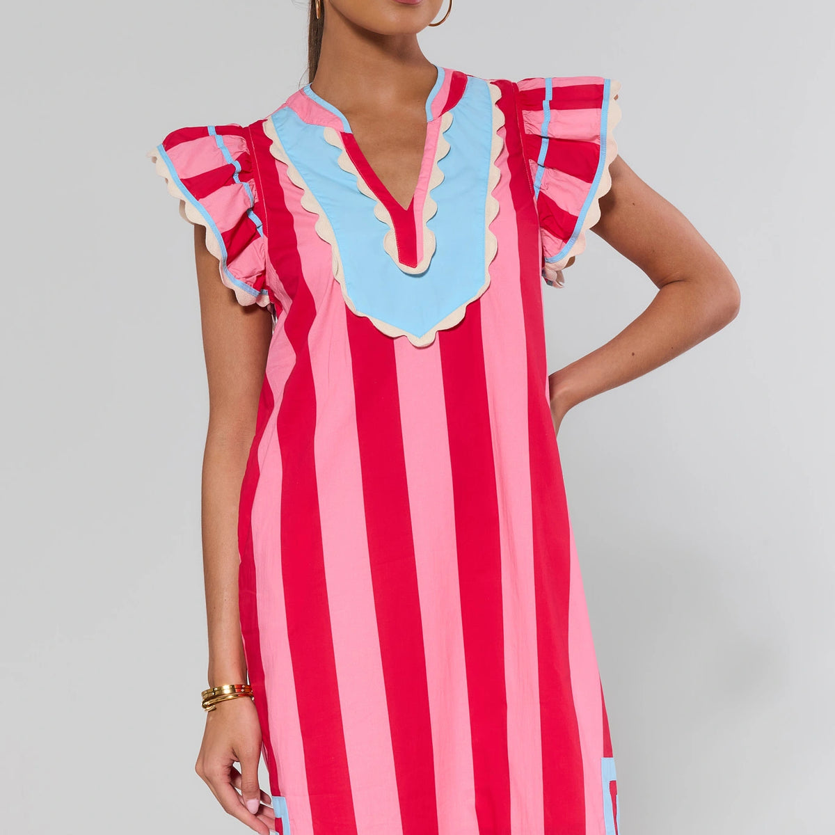 pink and black striped dress Midi | Avara Size:XXLARGE Sorelle Evening Wear - Corset Bodice sculpted silhouette