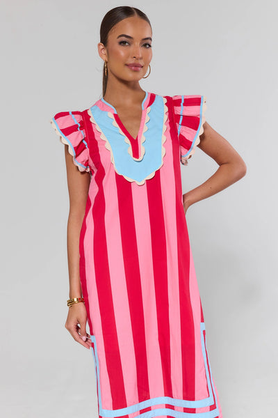 Pink Striped Midi Dress | Avara | Avara