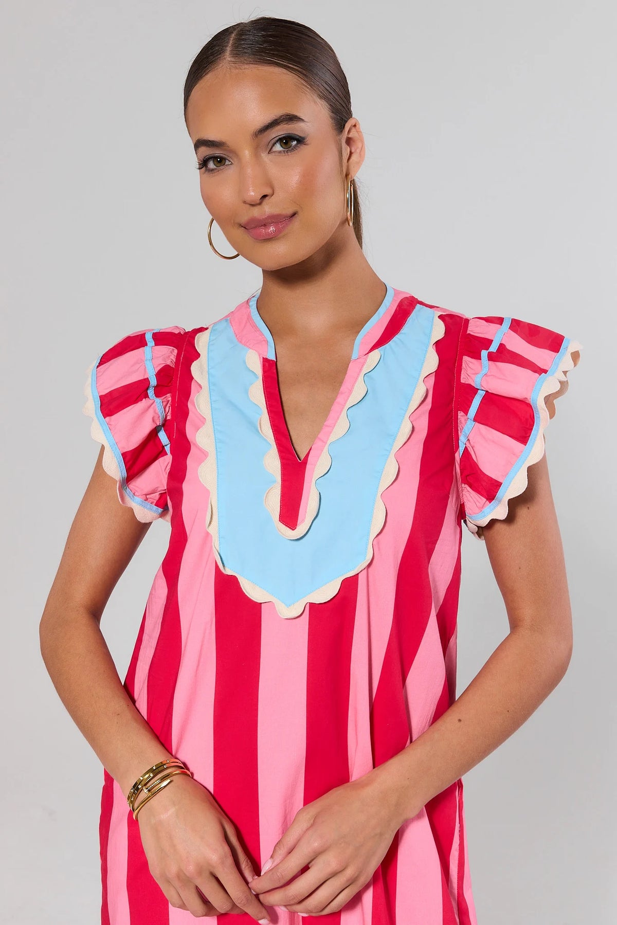 Pink Striped Midi Dress | Avara | Avara